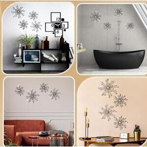 Hicarer 4 Pcs Starburst Wall Decor Bling Wall Art Crystal Teardrop 3D Black